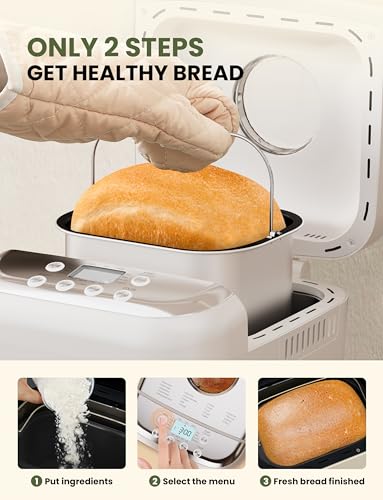 SUMSATY Bread Maker, 2.2LB 16-in-1 Bread Machine Automatic Bread Maker Machine with Nonstick Pan & 15H Timer & 1H Keep Warm for Beginner Breadmaker with Gluten-Free, French, Yogurt, Recipe
