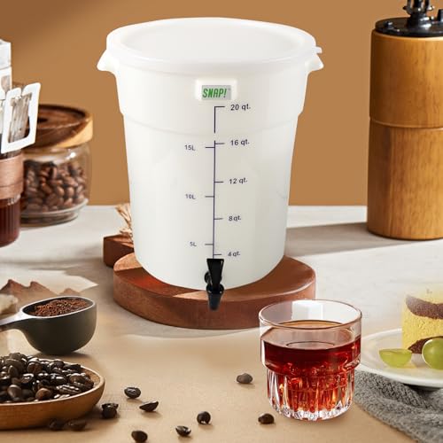 Snap! 5 Gallon Cold Brew Coffee Maker – Low Acid Commercial Cold Brew System with Dual Filtration for Smooth Coffee -Cold Brew Coffee Set-White