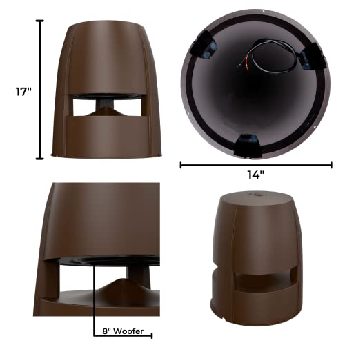 OSD Forza 8" Omni Outdoor Speaker, 200W, 360 Degree Sound Dispersion, IP65 Weather Resistant Landscape Speaker, Bronze, Single