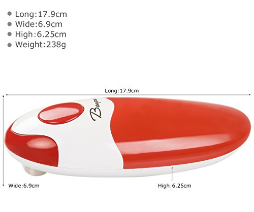 Kitchen Automatic Safety Cordless One Tin Touch Electric Can Opener&Bangrui Professional Electric Can Opener.One-touch switch .Smooth can edge.Being friendly to left-hander and arthritics! (Red)