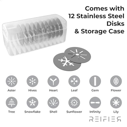 14-Piece Cookie Press Set - Upgraded - Stainless Steel Disks & Storage Case - Heavy-Duty Design