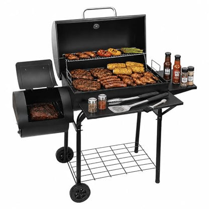 Realcook Charcoal Grill with Offset Smoker: Spacious Barrel Charcoal Grills