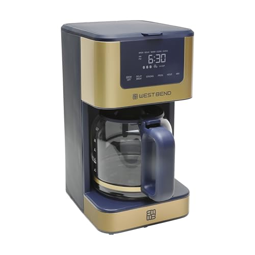 West Bend Timeless 12-Cup Programmable Coffee Maker with Brew Strength Selector for Hot and Iced Coffee, Includes 1-4 Cup Brew Option and Permanent Filter