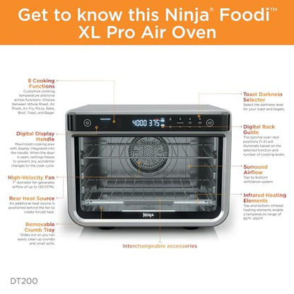 Ninja-DT200-Foodi-8-in-1-XL Pro Air Fry Oven Large Countertop Convection Oven (Renewed)