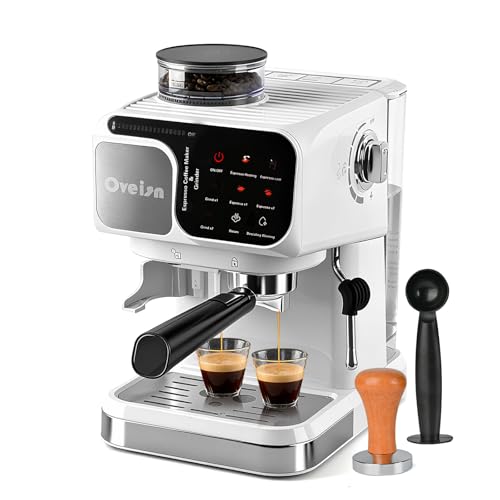 oveisn Espresso Machine Professional Home Espresso Maker Espresso Coffee Fast Heating for Cappuccino/Latte Coffee Machine for Home, Office for Latte Cappuccino-White