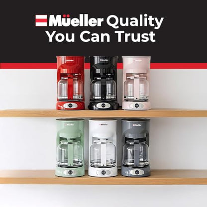 MUELLER HOME 12-Cup Drip Coffee Maker, Green, Borosilicate Carafe