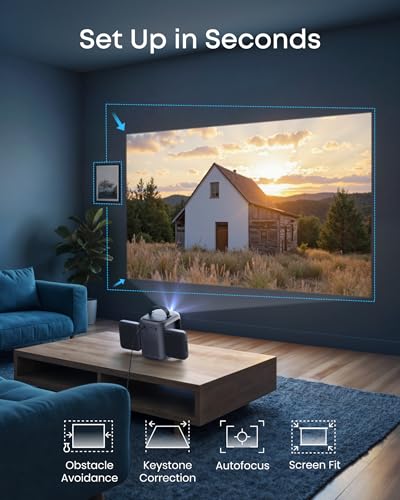 Anker Nebula P1i Portable Projector with WiFi and Bluetooth by soundcore, Flippable Design,1080P FHD, 4K Support, 380 ANSI Lumens, Auto Focus/Keystone, All-Glass Lens, Built-in Speaker