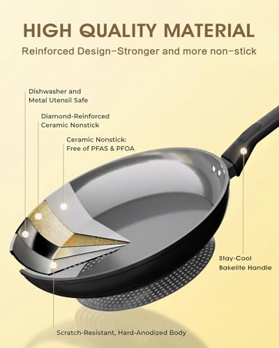UFIRE 8 Inch Nonstick Frying Pan Skillet, Ceramic Frying Pan, Non Toxic Healthy Ceramic Coating, Suitable for All Stovetops, PTFE PFOA PFOS Free, Black