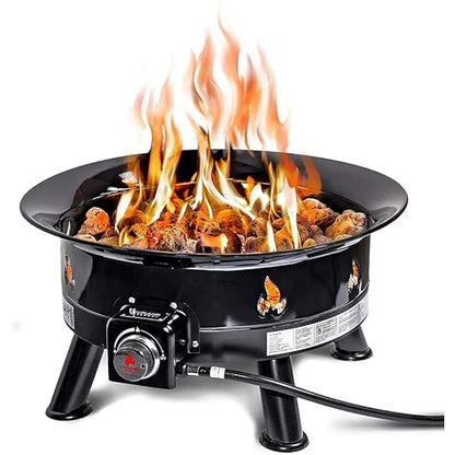 Outland Living Firebowl Smokeless Fire Pit, Round Outdoor Portable Propane Gas Fire Pit with UV and Weather Resistant Durable Cover, 24-Inch Diameter 58,000 BTU, Black, 883 Mega, For Outside Use
