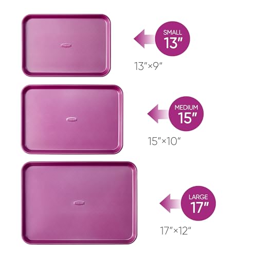 CAROTE 3-Piece Baking Pan Set - Bakeware Set, Baking Sheet Set Including 13 Inch 15 Inch 17 Inch Sheet Pan, Cookie Sheet for Baking, Royal Violet