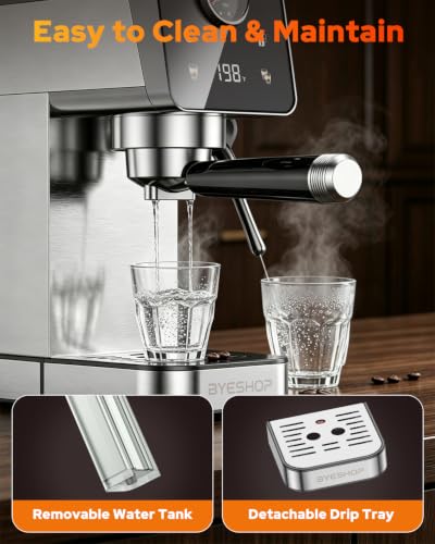 BYESHOP 20 Bar Compact Espresso Coffee Machines with Milk Frother for Home
