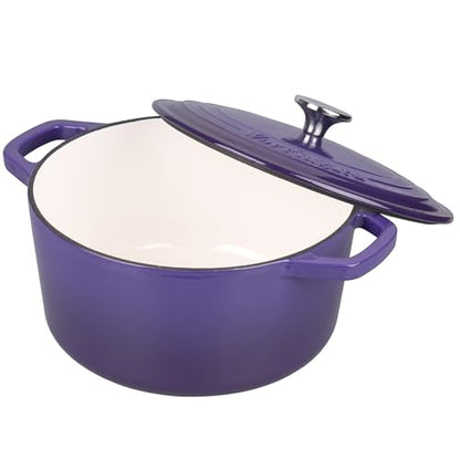 VORRINGARD Enameled Cast Iron Dutch Oven Pot with Lid, for Bread Baking, Round Bread Oven- include Sourdough Bread Baking Supplies Set, 6QT, Purple