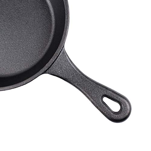 6" Cast Iron Skillet Set of 2 (Pre-Seasoned) with 2 Silicon Hot Handle Holder Grips