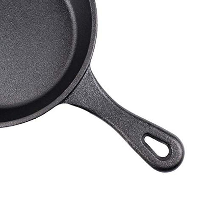 6" Cast Iron Skillet Set of 2 (Pre-Seasoned) with 2 Silicon Hot Handle Holder Grips