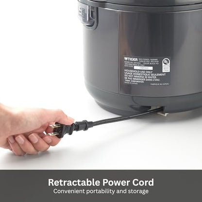Tiger JNP-S10U-KY 5.5 Cup Capacity Rice Cooker with Non-Stick Inner Pot, Retractable Power Cord, and Keep Warm up to 12 hours, Black
