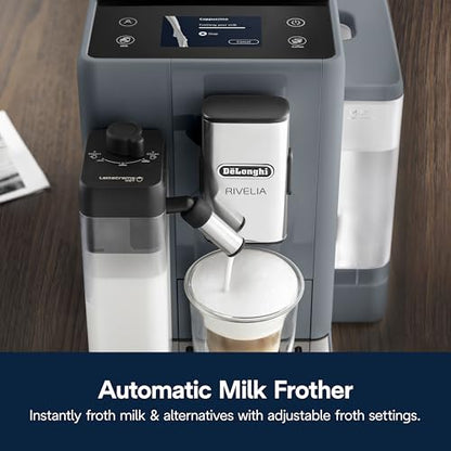 De'Longhi Rivelia Automatic Espresso Machine, Milk Frother, Pebble Gray
