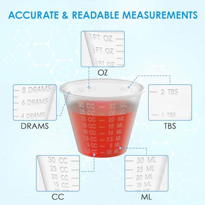 Lilymicky 1000 Count 1 oz Disposable Medicine Cups, 1 oz Plastic Med Cups For Mixed Pills, Medication Measuring, Resin Mixing