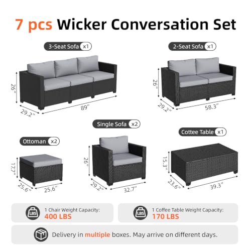 LazySunsets 10-Piece Outdoor Patio Furniture Set, Grey