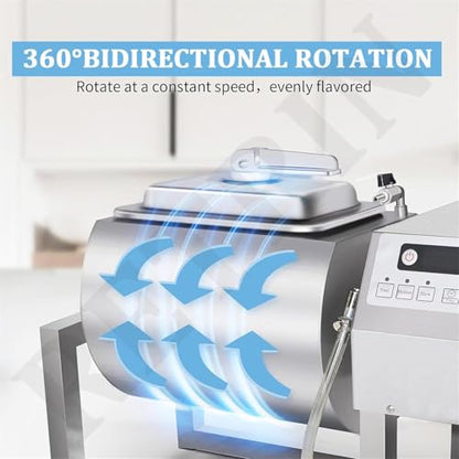 36lb/18l Vacuum Tumbler Marinator, Meat Tumbler Marinating Machine, 30w Three-Speed Bidirectional Rotation Rapid Marination Catering Food Processing, For Marinating Chicken, Steak, Burger & Bacon