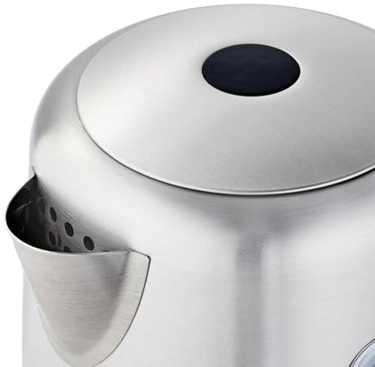 Amazon Basics Electric Stainless Steel Kettle for Tea and Coffee, BPA-Free, Fast Boiling, Auto Shut-Off, 1 Liter, 1500W, Black and Silver