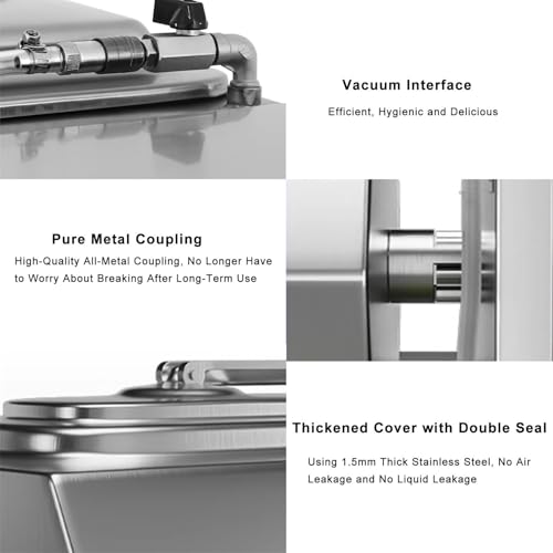 36lb/18l Vacuum Tumbler Marinator, Meat Tumbler Marinating Machine, 30w Three-Speed Bidirectional Rotation Rapid Marination Catering Food Processing, For Marinating Chicken, Steak, Burger & Bacon