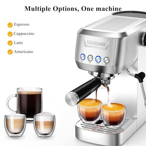 MAttinata Espresso Coffee Machine, Compact Espresso Maker 20 Bar, Stainless Steel Cappuccino Machines With Steam Milk Frother For Home Barista, Office Mattino