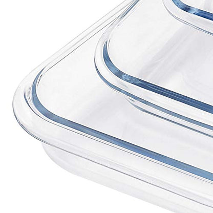 FOYO Basics Tempered Glass Baking Dish, 2 Quart Clear Oblong Dish Set, Casserole Dish Cooking Oven Bake