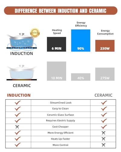 Empava Electric Stove Induction Cooktop Vertical with 2 Burners Vitro Ceramic Smooth Surface Glass in Black 120V, 12 Inch