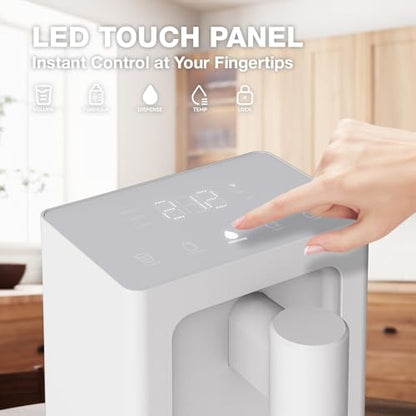 AIRHOP Instant Hot Water Dispenser, Quick Heating Countertop Water Dispenser with Child Locks, Adjustable 5 Temp 3 Water Volume Dispense, 100OZ 3L Removable Tank, Ideal for Home Office Kitchen, White