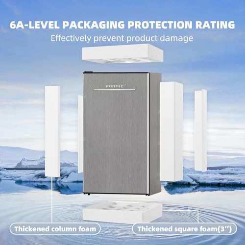 Frestec 3.2 Cu. Ft. Mini Fridge with Freezer Small Refrigerator, Mini fridge for Bedroom, Dorm, Single Door, Energy Saving, Low Noise, Mini Fridge for Office (Grey)