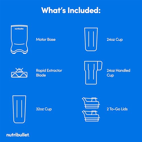 nutribullet® Ultra Personal Blender, 1200W, for Smoothies Shakes & Protein - Quietest Single-Serve Blender with Titanium Coated Blades, 3 BPA-Free Cups (32oz + 24oz), To-Go Lids, Dishwasher Safe, Gray