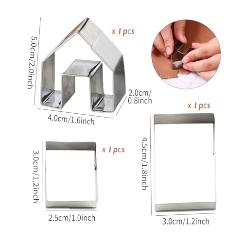 KALAIEN 3Pcs Stainless Steel Christmas Mini House Mold Gingerbread Cookie Cutter Set Cupcake Chocolate House (Small)
