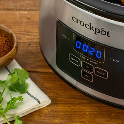 Crock-Pot Cook and Carry Programmable Slow Cooker, Steel, 4 Quart Oval