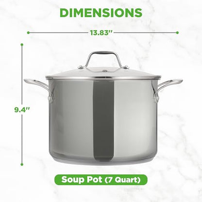 NutriChef 8-Quart Stainless Steel Stock Pot - 18/8 Food Grade Stainless Steel Heavy Duty Induction - Stock Pot, Stew Pot, Simmering Pot with See-Through Lid, Dishwasher Safe - NCSP8