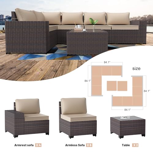 Kullavik 12 Piece Patio Furniture Set, Outdoor Wicker Sectional Sofa