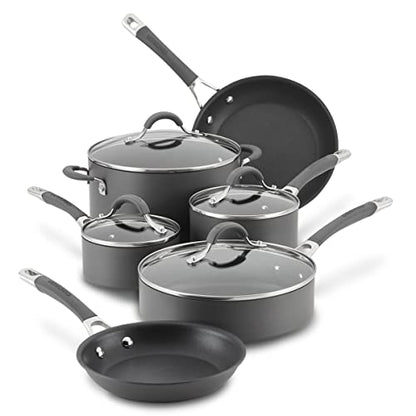 Circulon Radiance Hard-Anodized Nonstick Cookware Set, Kitchen Pots and Pans Set, 10-Piece, Gray