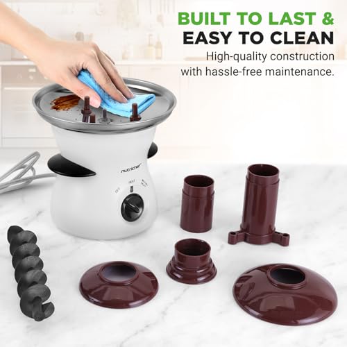 NutriChef Electric 3 Tier Chocolate Fondue Fountain | Countertop Chocolate Melter & Warmer Pot | Easy-to-Clean, Perfect for Dipping Strawberries, Marshmallows & Fruit | Pot Capacity 16 OZ