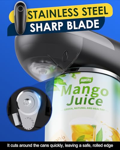 Electric Can Opener, One-Touch Automatic Can Opening with Smooth Edges, Food Safety Handheld Battery-Operated Can Opener for Kitchen and Seniors, Arthritis, Hands Free, Lid Remover, Kitchen Gadgets