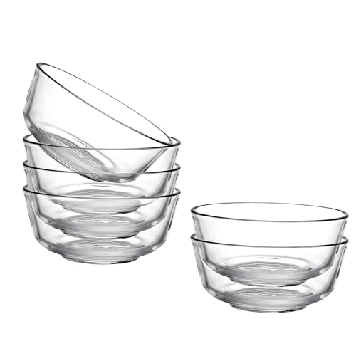 binsakao Small Glass Bowls Set of 6 - Clear Glass Prep Bowls - Serving Bowls Dishes for Dessert, Candy, Nuts, Ice Cream, Snack (4.5 inch, 10 oz)