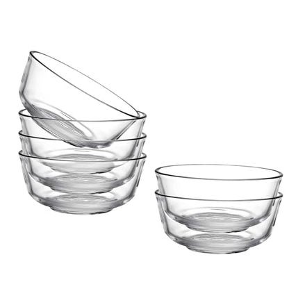 binsakao Small Glass Bowls Set of 6 - Clear Glass Prep Bowls - Serving Bowls Dishes for Dessert, Candy, Nuts, Ice Cream, Snack (4.5 inch, 10 oz)