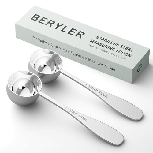 BERYLER 2PCS 1tbsp(3tsp, 15 ml) Single Measuring Spoon, Stainless Steel Individual Teaspoon, Metal Measure Scoop with Gift Box