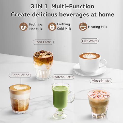 Secura Milk Frother, Electric Milk Steamer Stainless Steel, 8.4oz/250ml Automatic Hot and Cold Foam Maker and Milk Warmer for Latte, Cappuccinos, Macchiato, 120V