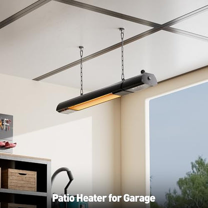 Ceiling Electric Outdoor Heater Wifi Control Wall-Mounted Hanging Patio 1500W Infrared 9 Heat Levels, 24H Timers, Carbon Fiber Tube Heating Wall Heater for Gazebo, Balcony