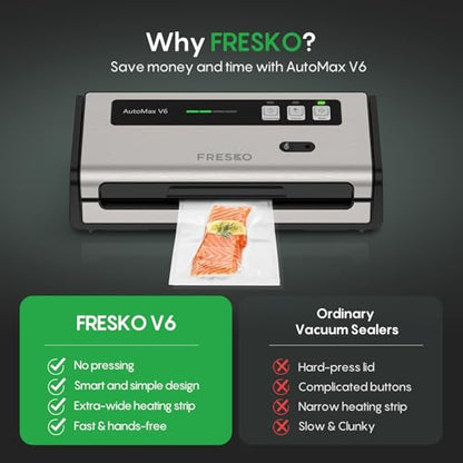 FRESKO Food Vacuum Sealer with Automatic Bag Detection & Built-in Cutter