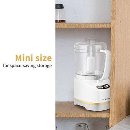 La Reveuse 2 Cup Mini Food Processor, Electric Chopper Small, White