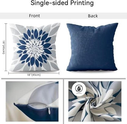 Qahing Outdoor Waterproof Pillow Covers for Patio, 20x20, Blue Grey