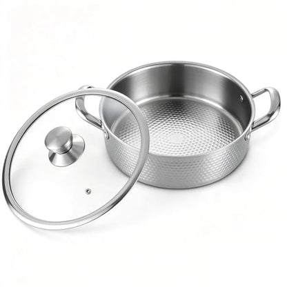 STEHEMO Titanium Hammered Pro Pan, 7QT Saute Pan with Lid, 14 Inch Deep Frying Pan for Cooking, Non-Toxic Skillet, Dishwasher&Oven Safe, Works on All Stoves,7QT