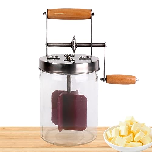 Butter Churner|Butter Churner 1500ml Manual Hand Crank Wide Mouth Cream Homemade Churn Washable Maker for Home Kitchen Restaurant