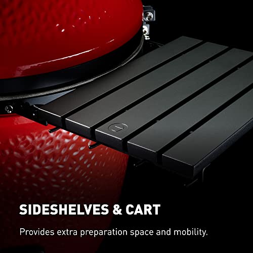 Kamado Joe Big Joe Series I 24-inch Ceramic Charcoal Grill and Smoker with Cart, Side Shelves, Stainless Steel Grates and 450 Cooking Square Inches in Red, Model BJ24Rh