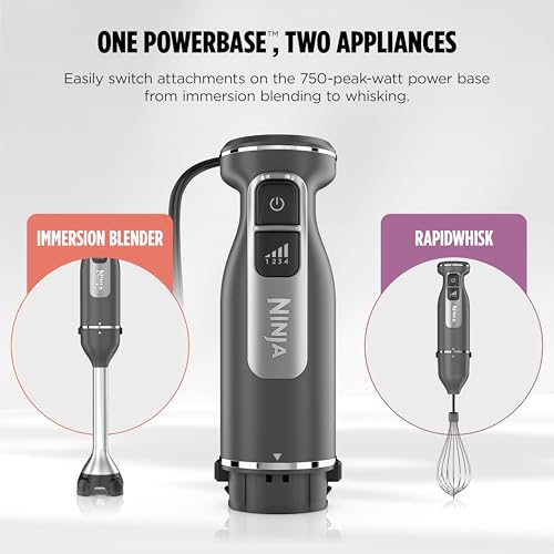 Ninja Immersion Blender & Whisk, 4 Speeds, 4oz Cup, Dark Grey, CI201GY